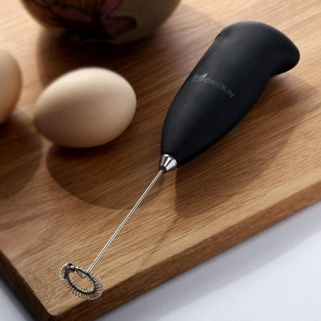 

Milk Frother Handheld coffee Frother Egg Beater Mini Coffee Drink Beverage Mixer Whisk Foam Maker Heads Stirrer Wireless Food Blender Tool - Black