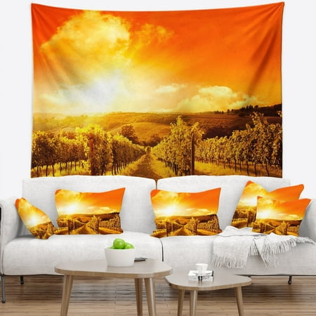 DESIGN ART Designart 'Scenic Sunset Road in Italy' Landscape Wall Tapestry