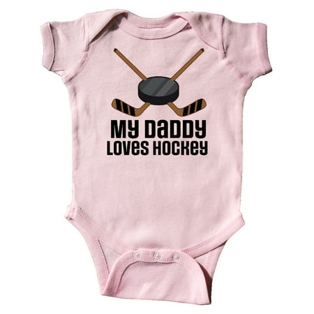 Inktastic Daddy Loves Hockey Sports Gift Baby Boy or Baby Girl Bodysuit