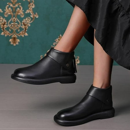 ZMHEGW Women Boots Retro Style Solid Color Round Toe Flat Back Zipper Short Boots Shoes
ZMHEGW Women Boots Retro Style Solid Color Round Toe Flat Back Zipper Short Boots Shoes