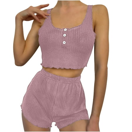 Egmy Home Leisure Sets for Women 2 Piece Knit Ruffle Hem Cami Lounge Set Comfortable Pajamas
Egmy Home Leisure Sets for Women 2 Piece Knit Ruffle Hem Cami Lounge Set Comfortable Pajamas