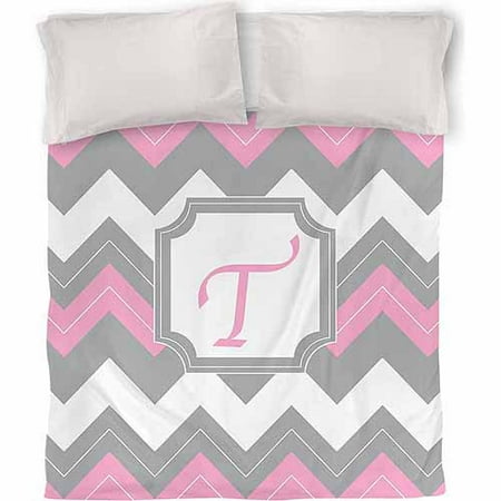 IDG Chevron Monogram Duvet Cover, Pink