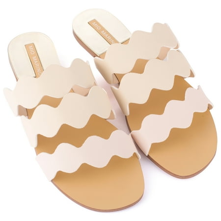 Mio Marino Frillscalloped Slide Sandals for Women