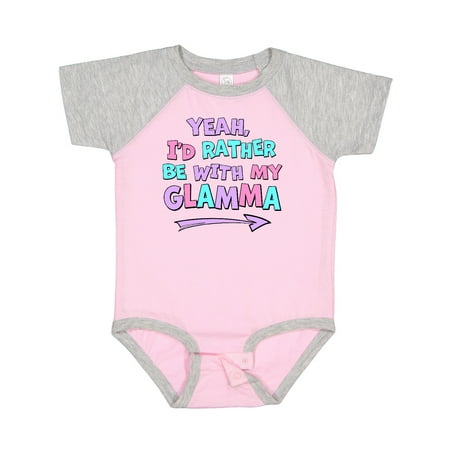 Inktastic Yeah I d Rather Be with My Glamma in Pink Blue and Purple Gift Baby Boy or Baby Girl Bodysuit