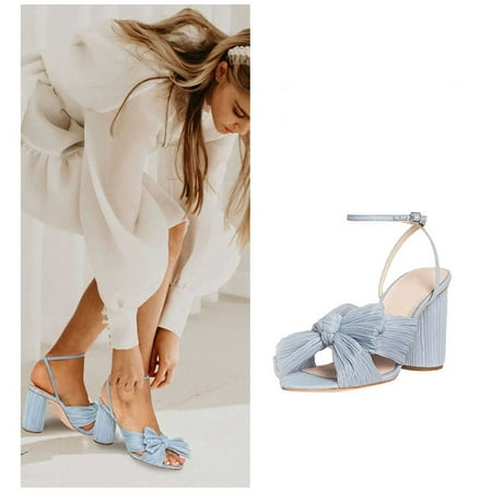 Cuhas-Women s Fashion Sandals Thick Heel Bow Silk Sandals Retro Buckle Shoes