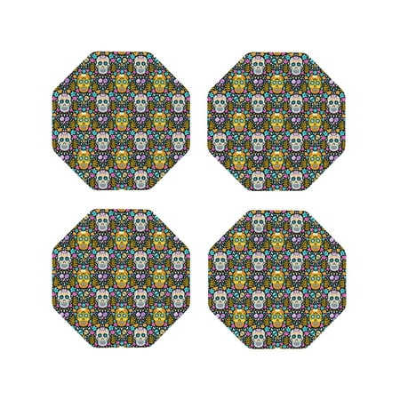 Matuu Sugar Skulls for Cup Coasters Set of 4 Leather Coasters Desk Coasters for Office Measures 4” x 4”-Octagon
Matuu Sugar Skulls for Cup Coasters Set of 4 Leather Coasters Desk Coasters for Office Measures 4” x 4”-Octagon