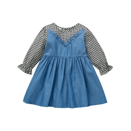 Canrulo Toddler Infant Kids Baby Girls Floral Print Plaid Stitching Round Neck Long Sleeve A-line Dress Blue 2-3 Years
Canrulo Toddler Infant Kids Baby Girls Floral Print Plaid Stitching Round Neck Long Sleeve A-line Dress Blue 2-3 Years