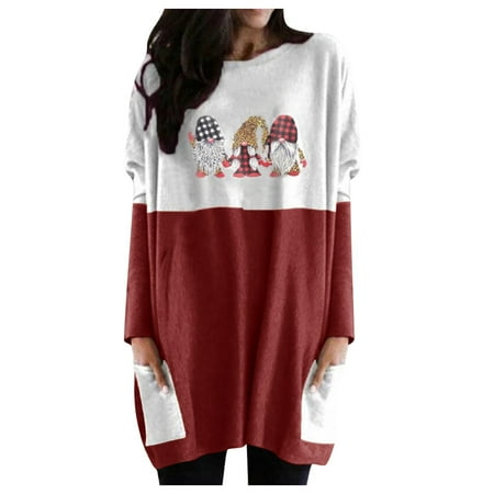 Christmas Custumes Womens Long Sweatshirts With Pocket Cute Print Long Tunic Pullover Tops Color Block Long Sleeve T-Shirt Dress Gift for Teen Girls
Christmas Custumes Womens Long Sweatshirts With Pocket Cute Print Long Tunic Pullover Tops Color Block Long Sleeve T-Shirt Dress Gift for Teen Girls