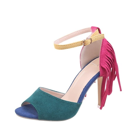 Mackneog Summer Women Sandals High Heel Colorblock Fish Mouth T el Buckle Casual Style Gift on Clearance
Mackneog Summer Women Sandals High Heel Colorblock Fish Mouth T el Buckle Casual Style Gift on Clearance