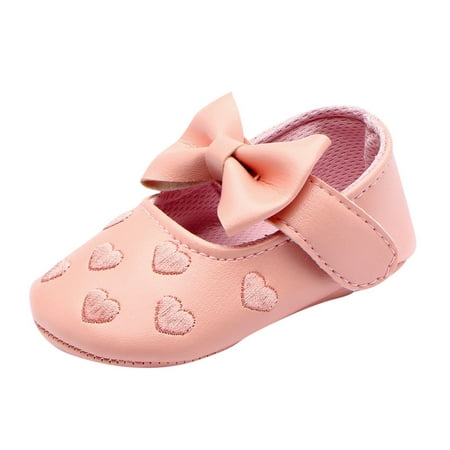 

TOWED22 Baby Girls Mary Jane Flats with Bowknot Soft Sole Cute Non-Slip Toddler Princess Dress Shoes(Pink 4)