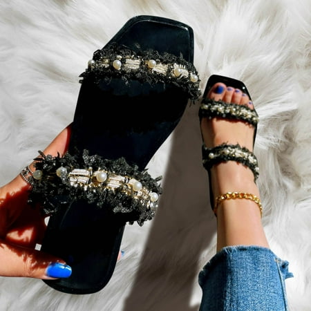 〖JISUAN〗Slippers For Women Bottom Fashion Women And Pearl Beach Spring Summer Rhinestone Flat Slippers Shoes Size Large Women S Slipper
〖JISUAN〗Slippers For Women Bottom Fashion Women And Pearl Beach Spring Summer Rhinestone Flat Slippers Shoes Size Large Women S Slipper