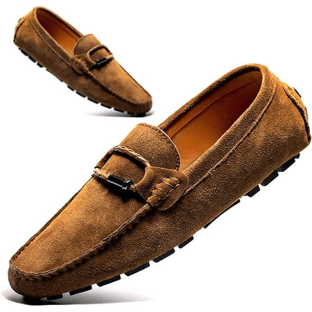 Men s Suede Leather Flat Loafers Casual Moccasins Suit Slip-ons Dress Shoes