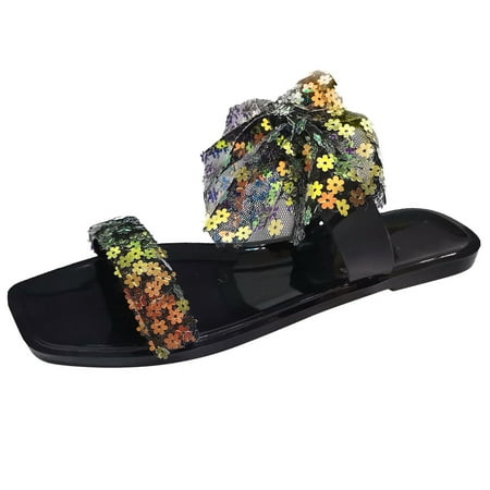 Slippers for Women Womens Shoes Summer Square Toe Slippers Fashion Lace Bow Flower Glitter Sequin Sandals Womens Slippers Pu Black 40
Slippers for Women Womens Shoes Summer Square Toe Slippers Fashion Lace Bow Flower Glitter Sequin Sandals Womens Slippers Pu Black 40
