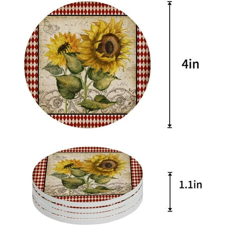 ZHANZZK Sunflowers Set of 6 Round Coaster for Drinks Absorbent Ceramic Stone Coasters Cup Mat with Cork Base for Home Kitchen Room Coffee Table Bar Decor
ZHANZZK Sunflowers Set of 6 Round Coaster for Drinks Absorbent Ceramic Stone Coasters Cup Mat with Cork Base for Home Kitchen Room Coffee Table Bar Decor