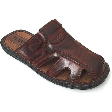 Men s Sandals Slides Closed Toe Hook and Loop Fisherman Flip Flops Slipper