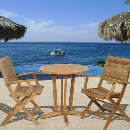 Amazonia Olympia 3 Piece Teak Round Patio Dining Set