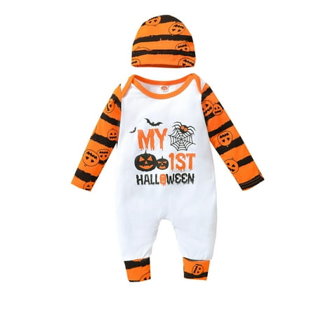 Ehfomius 2Pcs Infant Toddler Kids Halloween Pumpkin Letter Print Long Sleeve Jumpsuit + Striped Cap
Ehfomius 2Pcs Infant Toddler Kids Halloween Pumpkin Letter Print Long Sleeve Jumpsuit + Striped Cap