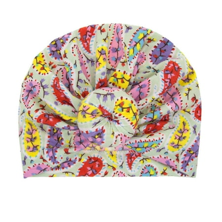 Baby Boy Girl Knotted Floral Print Flower Hat Beanie Headwear Cap Hat