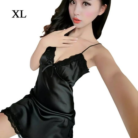 Nightdress Women Girl Lace V Neck Dress Sleepwear Nightgown