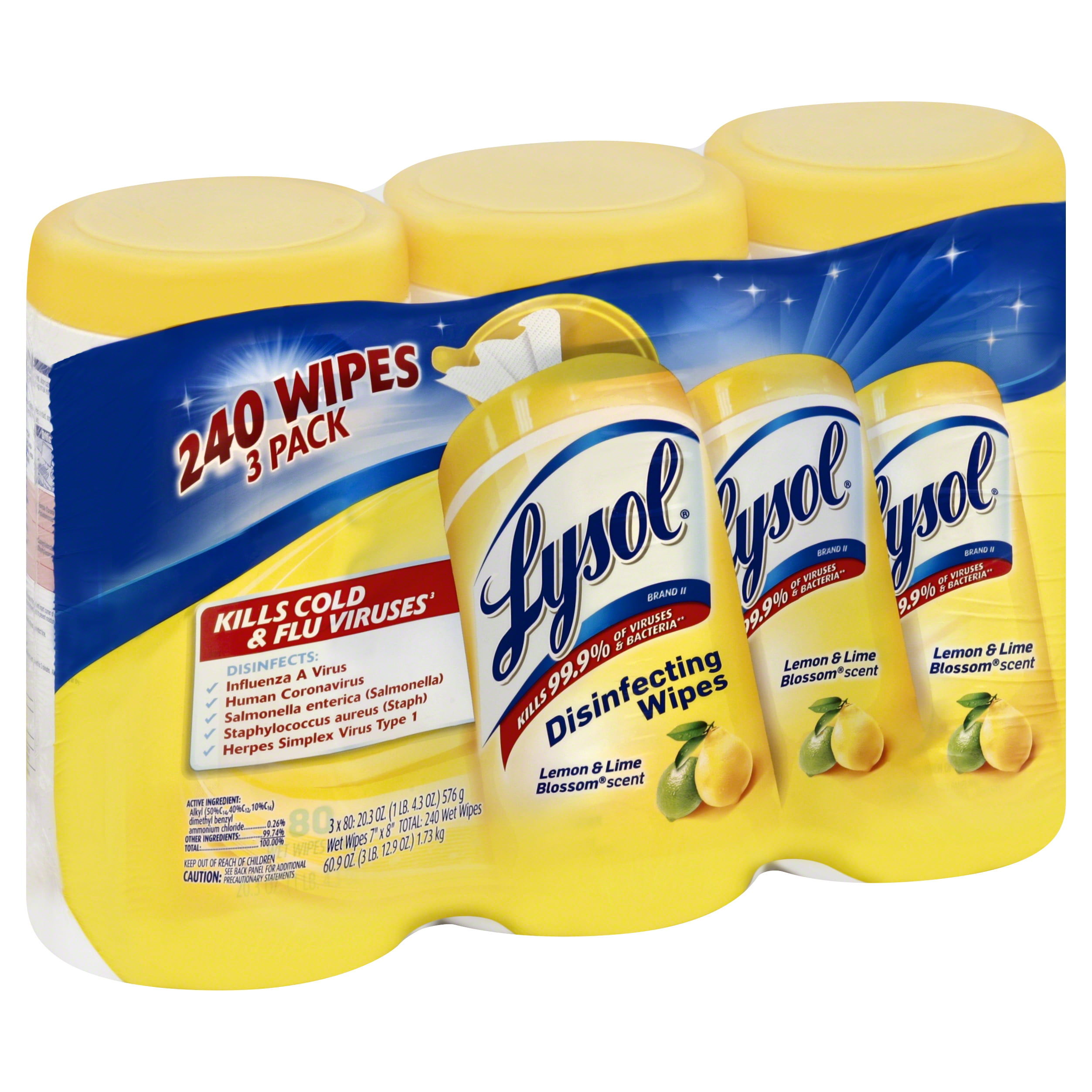 Lysol Disinfecting Wipes Value Pack, Lemon and Lime Blossom, 240 ...