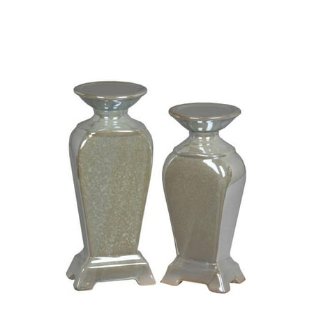 5 x 4 x 12 in. 2 Piece Candle Holder, Opulent Pearl