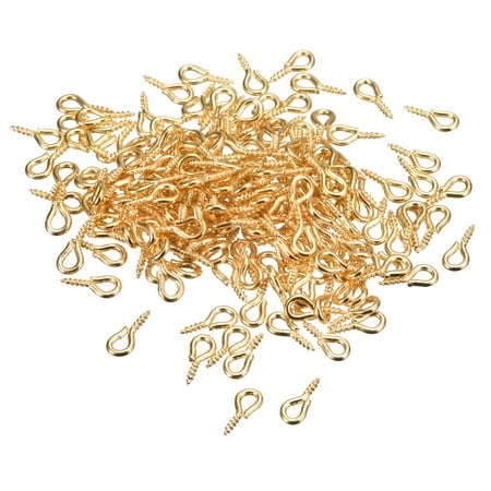 300 Pack Small Screw Eye Hooks Mini Eyelets Screws 4.5x10x1.2mm Gold Tone