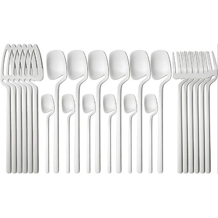 24piece Silver 304 Stainless Steel Silverware Hangable & Unique Creation Dessert Tableware Kitchen Utensils Dinner Butter Knife Set Service For 6 Satin Finish
24piece Silver 304 Stainless Steel Silverware Hangable & Unique Creation Dessert Tableware Kitchen Utensils Dinner Butter Knife Set Service For 6 Satin Finish