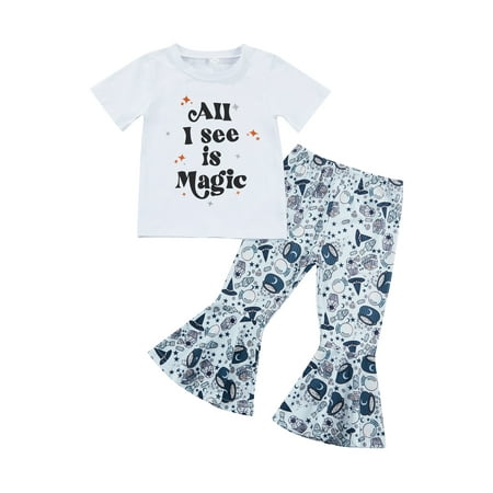 Sunisery Toddler Kids Girls 2Pcs Clothes Set Letter Print Short Sleeve T-Shirt Tops + Rib Print Flare Trousers Suit White 2-3 Years
Sunisery Toddler Kids Girls 2Pcs Clothes Set Letter Print Short Sleeve T-Shirt Tops + Rib Print Flare Trousers Suit White 2-3 Years