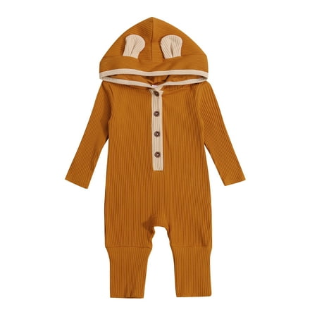 sdghg Baby’s Casual Long Sleeve Jumpsuit Fashion Contrast Color Button Round Neck Hooded Romper
sdghg Baby’s Casual Long Sleeve Jumpsuit Fashion Contrast Color Button Round Neck Hooded Romper