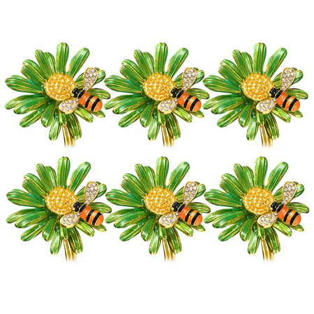 

Fovolat Gold Napkin Rings|6Pcs Bee Napkin Rings|Delicate Flower Napkin Rings Floral Serviette Rings Holders Spring Napkin Rings Table Decorations for Wedding Birthday Holiday Dinner