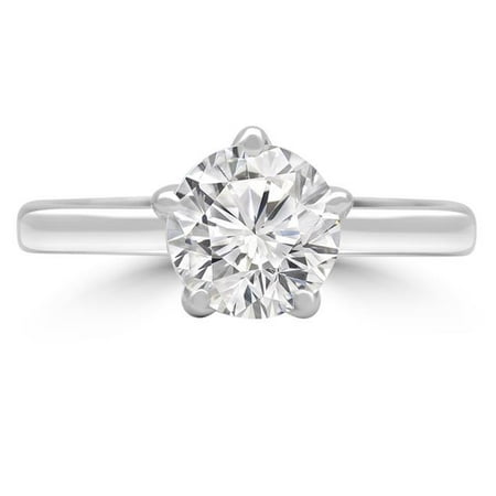 Majesty Diamonds MD190148-4 0.5 CT Round Diamond Five-Prong Solitaire Engagement Ring in 14K White Gold - Size 4