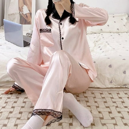 PIKADINGNIS New Silk Pjs Ladies Long Sleeves Satin Sleepwear Set Womens Home Wear Clothing Suit Sweet Pyjamas Elegant Womens Pajamas Sets
PIKADINGNIS New Silk Pjs Ladies Long Sleeves Satin Sleepwear Set Womens Home Wear Clothing Suit Sweet Pyjamas Elegant Womens Pajamas Sets