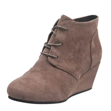 Suede Slope heel Boots for Women Round Short Retro Solid Booties LaceUp Warm Toe Keep Shoes Color Wedges Women s Boots Grey
Suede Slope heel Boots for Women Round Short Retro Solid Booties LaceUp Warm Toe Keep Shoes Color Wedges Women s Boots Grey