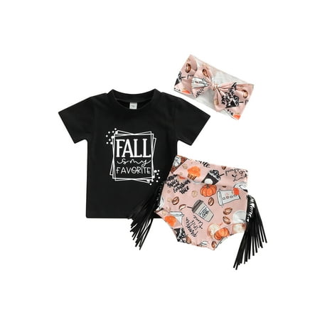 Meihuida 3Pcs Halloween Baby Girls Outfit Toddlers Letter Round Collar Short Sleeve Tops Pumpkin Printing Tassels Shorts Headwear
Meihuida 3Pcs Halloween Baby Girls Outfit Toddlers Letter Round Collar Short Sleeve Tops Pumpkin Printing Tassels Shorts Headwear