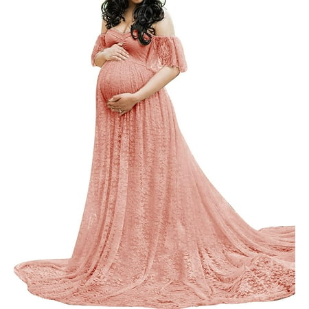 DabuLiu Womens Lace Off-Shoulder Maternity Dress Lace Fancy Pregnancy Gown for Baby Shower Photo Shoot 
DabuLiu Womens Lace Off-Shoulder Maternity Dress Lace Fancy Pregnancy Gown for Baby Shower Photo Shoot