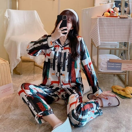 QWZNDZGR Spring Summer Women s Faux Silk Pajamas Two Piece Black Sleep Lounge Cardigan Lapel Loungewear Ladies Sexy Luxury Kawaii Pajamas
QWZNDZGR Spring Summer Women s Faux Silk Pajamas Two Piece Black Sleep Lounge Cardigan Lapel Loungewear Ladies Sexy Luxury Kawaii Pajamas