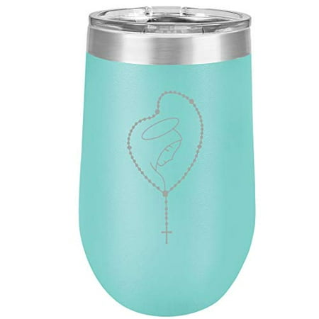 16 oz Double Wall Vacuum Insulated Stainless Steel Stemless Wine Tumbler Glass Coffee Travel Mug With Lid Rosary Mary (Teal)
16 oz Double Wall Vacuum Insulated Stainless Steel Stemless Wine Tumbler Glass Coffee Travel Mug With Lid Rosary Mary (Teal)