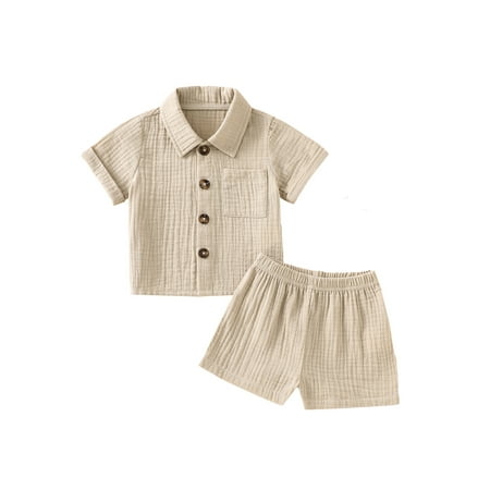 Sunisery 2Pcs Toddler Baby Boys Girls Summer Tops Shorts Outfits Short Sleeve Shirt + Shorts Baby Clothes Sets Khaki 2-3 Years
Sunisery 2Pcs Toddler Baby Boys Girls Summer Tops Shorts Outfits Short Sleeve Shirt + Shorts Baby Clothes Sets Khaki 2-3 Years