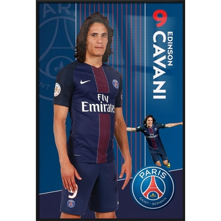 Paris Saint Germain - PSG - Framed Soccer Poster / Print (Edinson Cavani) (Size: 24" x 36")
