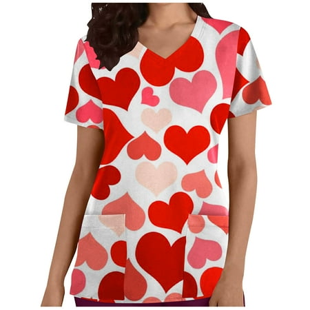 Summer Savings Clearance 2023! pbnbp Valentine s Day Shirts for Women Casual Vintage Heart Print Nurse Working Uniform Pockets V Neck Short Sleeve T-Shirts
Summer Savings Clearance 2023! pbnbp Valentine s Day Shirts for Women Casual Vintage Heart Print Nurse Working Uniform Pockets V Neck Short Sleeve T-Shirts