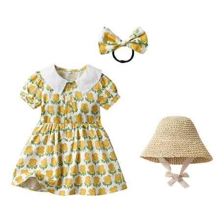 TAIAOJING Kids Toddler Baby Girls Spring Summer Print Floral Short Sleeve Hat Headbands 3PC Outfits Clothing Princess Dresses 4-5 Years
TAIAOJING Kids Toddler Baby Girls Spring Summer Print Floral Short Sleeve Hat Headbands 3PC Outfits Clothing Princess Dresses 4-5 Years
