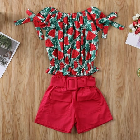 Toddler Kids Baby Girl Watermelon print Crop Tops + Shorts Pants Outfits Summer Clothes Set
Toddler Kids Baby Girl Watermelon print Crop Tops + Shorts Pants Outfits Summer Clothes Set