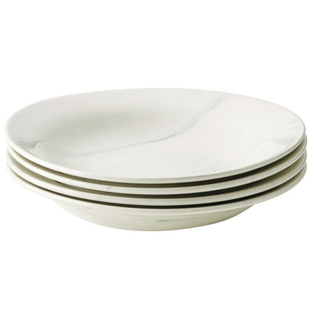 Anolon Ceramics 9 inch Pasta Bowls Set of 4 Marble White