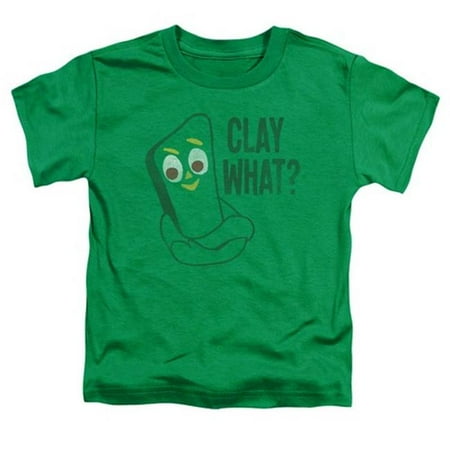 Trevco Gumby-Clay What Short Sleeve Toddler Tee- Kelly Green - Large 4T