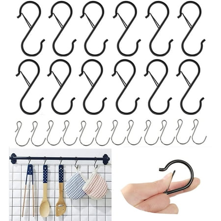 24 Pack S Hooks for Hanging Clothes Heavy Duty Metal S Hooks Black S Hook with Safety Buckle Design for Outdoor Lights Kitchenware Hanging Hooks
24 Pack S Hooks for Hanging Clothes Heavy Duty Metal S Hooks Black S Hook with Safety Buckle Design for Outdoor Lights Kitchenware Hanging Hooks