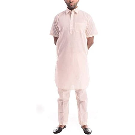 Royal Kurta Mens Cotton Short Sleeved Pathani Suit