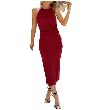 Juebong Fashion Women Summer Casual Solid Round-Neck Halter Sleeveless Long Dress
Juebong Fashion Women Summer Casual Solid Round-Neck Halter Sleeveless Long Dress
