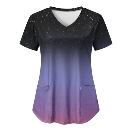 TAIAOJING Women s Scrub Top Casual V Neck Short Sleeved Starry Sky Gradient Print Pocket Working Shirt Top
TAIAOJING Women s Scrub Top Casual V Neck Short Sleeved Starry Sky Gradient Print Pocket Working Shirt Top
