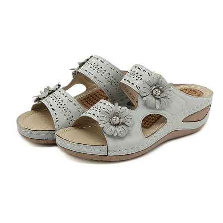 XIAQUJ Women Summer Flowers Casual Open Toe Wedges Massage Soft Bottom Slippers Breathable Slip on Shoes Sandals Sandals for Women Grey 6.5(37)
XIAQUJ Women Summer Flowers Casual Open Toe Wedges Massage Soft Bottom Slippers Breathable Slip on Shoes Sandals Sandals for Women Grey 6.5(37)