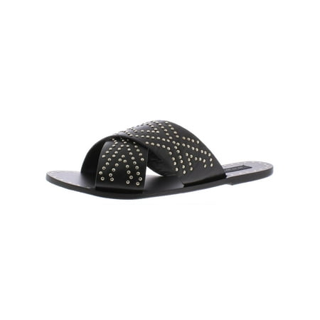 Steven By Steve Madden Womens Girlish Leather Studded Slide Sandals